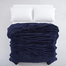 IR Imperial Rooms Fleece Blankets Queen Size 90 x 90 Inches - Super Soft Fluffy Throw Blanket for Sofa and Bed - Warm and Cozy Lightweight 400 GSM Microfiber Bed Throws Blankets (Queen, Navy)