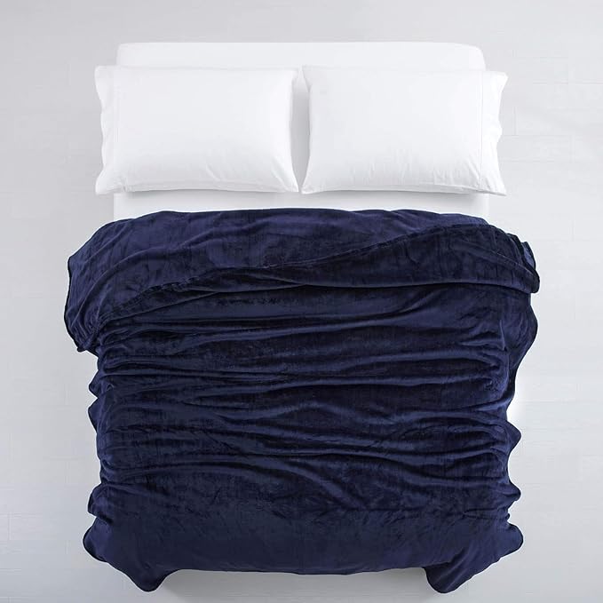 IR Imperial Rooms Fleece Blankets Queen Size 90 x 90 Inches - Super Soft Fluffy Throw Blanket for Sofa and Bed - Warm and Cozy Lightweight 400 GSM Microfiber Bed Throws Blankets (Queen, Navy)