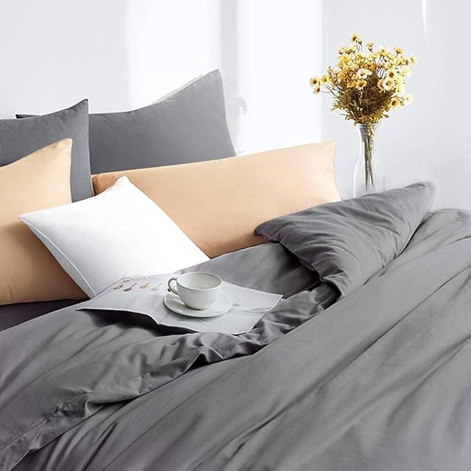 FLXXIE 2 Pack Microfiber Queen Pillow Cases, 1800 Super Soft Pillowcases with Envelope Closure, Wrinkle, Fade and Stain Resistant Pillow Covers, 20x30, Dark Grey