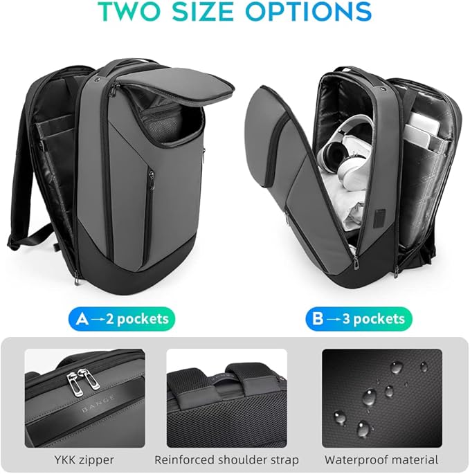BANGE Business Smart Backpack Waterproof fit 15.6 Inch Laptop Backpack with USB Charging Port,Travel Durable Backpack