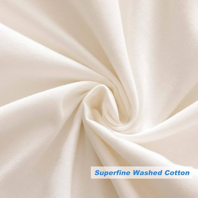 HeimenAogo Egyptian Cotton Duvet Cover Set Twin/Twin XL, Ultra Soft and Breathable Comforter Cover with Zipper Closure, High Thread Count Long Staple Cotton Blanket Cover 2pcs Off-White