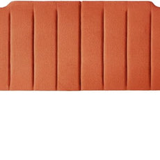 24KF Orange Teddy Fabric Tufted King Upholstered Headboard, Modern Vertical Channel Design California King Headboard with Stepped Silhouette Top Edge,6026-K-Teddy Orange