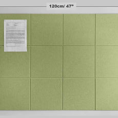 Felt Wall Tiles | Large Cork Board Alternative | Aesthetic Felt Bulletin Board for Office, Home & Classroom | Large Cork Boards for Walls Pinboard (12-Pack) | Spring Green