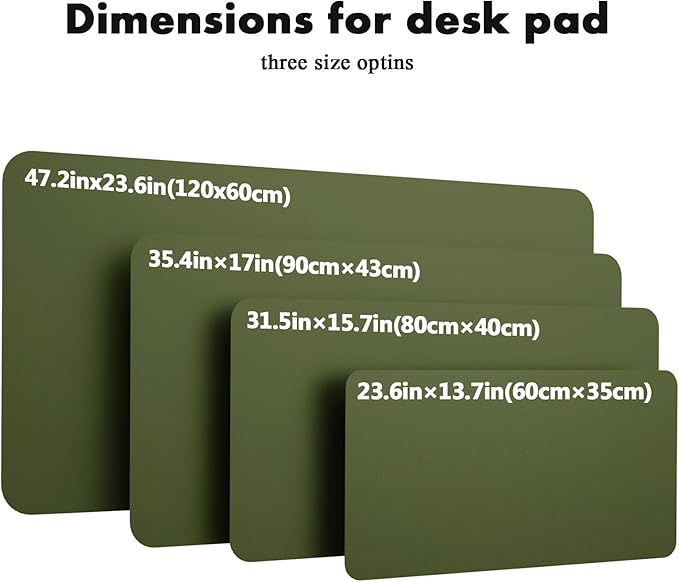 YSAGi Double-Sided Desk Pad, Leather Desk Mat, Eco Cork Desk Pad Protector,Large Mouse Pad,Waterproof Desk Blotter for Office/Home (Olive Green+Cork, 47.2" x 23.6")