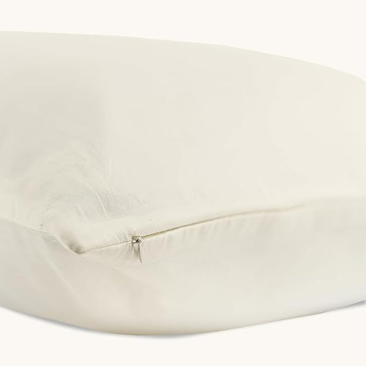 Bioweaves 100% Organic Cotton Body Pillow Cover with Zipper | 300 Thread Count, Soft Sateen Weave, GOTS Certified | 21x54 Inches, Natural, Set of 2