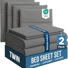 Utopia Bedding Twin Bed Sheets Set - Pack of 2 Sheet Sets - Perfect for Spa, Hotel, & Guest Bedroom - Brushed Microfiber - Shrinkage and Fade Resistant - Easy Care (Grey)