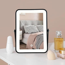 Rechargeable Makeup Vanity Mirror with Lights, Small Desk Makeup Mirror with Lights, 3 Lighting Modes, Dimmable Touch Screen, Tabletop Light up Mirror