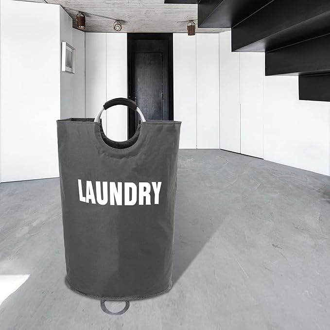 160L XX-Large Laundry Basket, Freestanding Tall Clothes Hamper, Collapsible Laundry Bag, Dark Grey