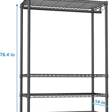 Ulif H4 Plus Portable Closets, 4-Tier Clothes Garment Rack for Bedroom and Cloakroom, Metal Clothing Storage and Organizer Wardrobe System, 45