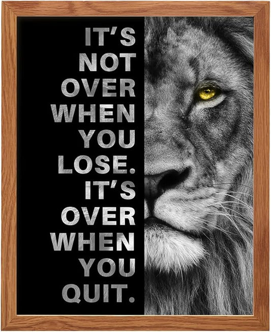YELLOWBIRD ART & DESIGN Motivational Wall Art & Decor FRAMED - Positive Quotes - Motivational poster - Office Wall Art - Lion Wall Decor Inspiration Motivation Man cave Gym Wall Decor for Men