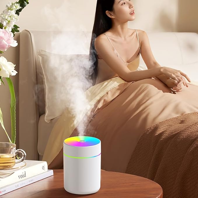 180ml Portable Small Humidifier with Colorful LED Night Light, USB Personal Desktop Humidifier for Car Home Office Travel, Auto Shut-Off, 2 Mist Modes, Super Quiet