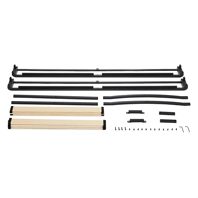 Amazon Basics Metal Platform Bed Frame, with Wood Slat Support, 10 inches High, Twin, Black