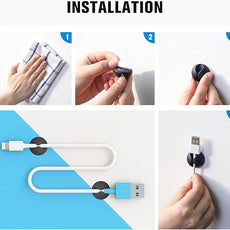 12 Pack Cable Clips, Znben Cord Organizer Holder Adhesive Cable Management Charger Wire Holder Clips for Desk, Home, Office, Car, Cubicle, Nightstand Black
