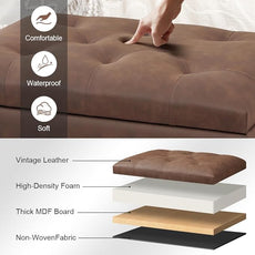 Joveco Leather Storage Ottoman with 360° Caster Wheels 24