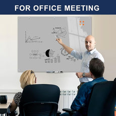 TSJ OFFICE Glass Dry-Erase Board - 48 x 36 Inches Wall Mounted Magnetic Whiteboard, Large Frameless Glass White Board for Office, Home & School, Gray