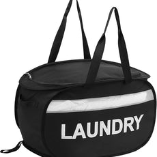 Collapsible Laundry Baskets with Lid, Foldable Clothes Hamper with Reinforced Handles, Sturdy Pop Up Hampers for Laundry, Tear Proof & Easy to Carry Laundry Hamper for Home, Dorm, Travel Black