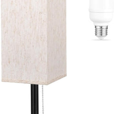 aooshine Pull Chain Small Table Lamp - 3 Color Temperature Bedside Lamp for Bedroom with USB Port, Minimalist Nightstand Lamp with Black Base, Desk Lamp for Kids Room Dorm, Bulb Included