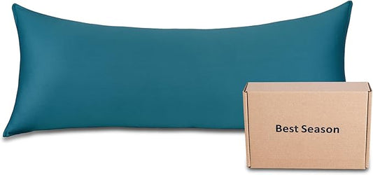 100% Cotton Body Pillow Case Cover with Zipper Wrinkle-Free, 400 Thread Count Super Soft Pillow Case for Body Pillow, Cooling Long Pillow Protector 21" x 54" Dark Teal