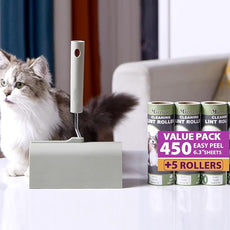 Extra Sticky Large Surface Lint Roller, 6.3'' Giant Lint Roller for Pet Hair, 450 Sheets/ 5 Refills, Long Handle Lint Remover for Clothes, Furniture, Dog & Cat Hair Remover
