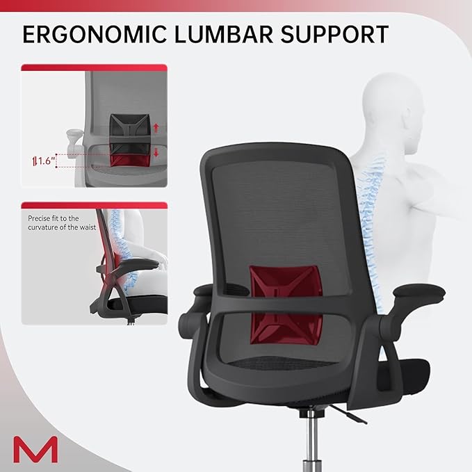 Drafting Chair with Mesh Backrest, Foot Ring,Tall Office Chair with Flip-Up Armrest,Set of 2 Counter Height Office Swivel Standing Desk Chair with Lumbar Support for Home,Office,Bar