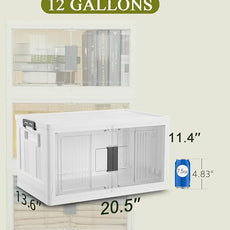 OlarHike 48QT Stackable Storage Bins with Lids - Folding Storage Boxes with Doors and Wheels, Collapsible Plastic Storage Organizer for Closets, Storage and Organization, 6 Pack Cubes