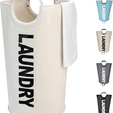 125L X-Large Laundry Basket, Freestanding Tall Clothes Hamper, Collapsible Laundry Bag, Beige