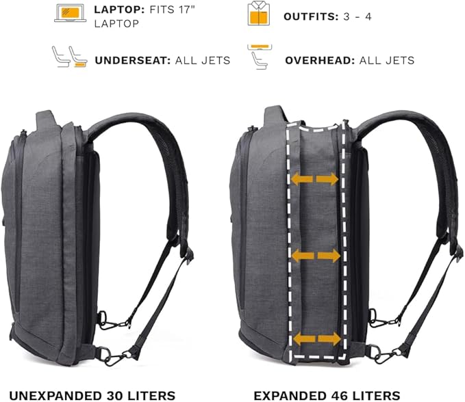 Knack Series 1 Laptop Backpack Fits up to 17 Inch - Knack Bags Carry-On Backpack, TSA Approved, Expandable Travel Backpacks With 4 Day Outfit Capacity (Savile Gray, Large)