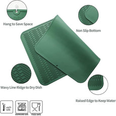 Silicone Dish Drying Mat for Multiple Usage,Easy clean,Eco-friendly,Heat-resistant Silicone Mat for Kitchen Counter or Sink,Refrigerator or Drawer Liner Green 3XL 28 inches x 18 inches