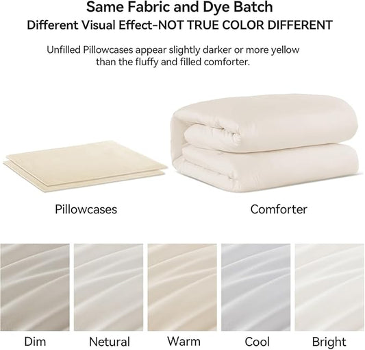 ROSGONIA Comforter Full Size for Girls Boys Teens Ivory, 3pcs (1 Boho Comforter & 2 Pillowcases) Soft Lightweight Dorm Bedding All Season Bed Set