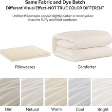 ROSGONIA Oversized King Comforter 128x120, 3pcs Super King Plus (1 Ivory Comforter & 2 Pillowcases) Lightweight Oversized Bedding Set Blanket