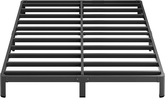 8 Inch Queen Bed Frame Rounded Corner No Box Spring Needed, Heavy Duty Metal Queen Size Platform Bed Frame, Easy Assembly, Noise Free, Black