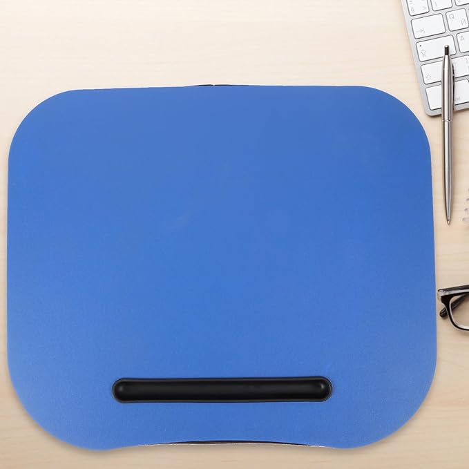 Portable Lap Desk with Cushion Pillow, Blue Laptop Table for Bed and Dormitory, Adjustable Tablet Holder and Computer Tray for Comfortable Writing and Work