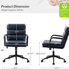 HULALA HOME Modern Faux Leather Home Office Chair with Tilt Lock & Metal Base, Desk Chair with Wheels & Padded Cushion, 360° Swivel Wide Seat Computer Task Chair, Black