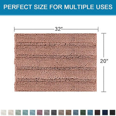 H.VERSAILTEX Bath Rugs for Bathroom Non Slip Bath Mats Extra Thick Chenille Striped Rug 20