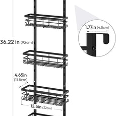SWTYMIKI Over The Door Shower Caddy - 4 Tier Rustproof Hanging Shower Organizer with Adjustable Shelves, 40 Hooks & Soap Holder, Hanging Shower Rack Storage for Bathroom Accessories, Black