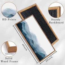 Blue Framed Mountain Landscape Wall Art Fog Mountain Painting Wall Decor for Bedroom Living Room Office Decor 20x40 Inch