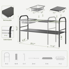 NETEL Under Sink Organizers and Storage, 2 Tier Expandable Under Cabinet Organizer Shelf with 2 Baskets and 6 Panels, Expandable Shelf for Cupboard, Kitchen, Bathroom, Shoe Storage Rack