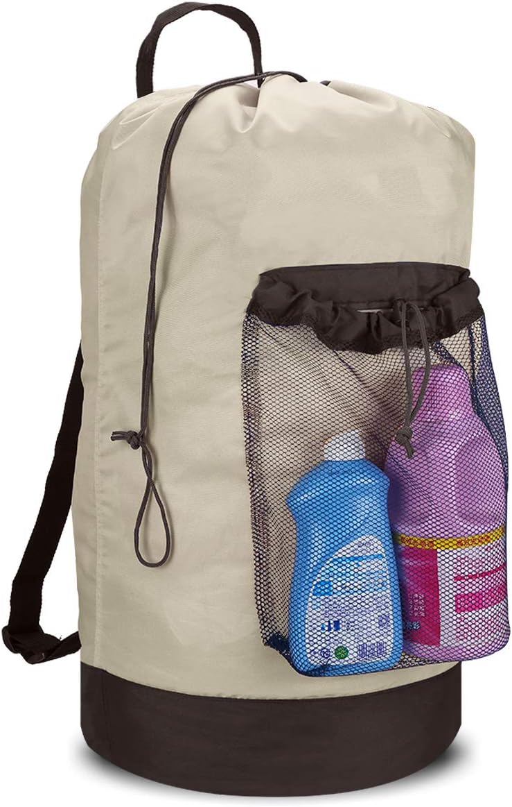 Dalykate Backpack Laundry Bag, Laundry Backpack with Shoulder Straps and Mesh Pocket Durable Nylon Clothes Hamper Bag with Drawstring Closure for College, Travel, Laundromat, Apartment