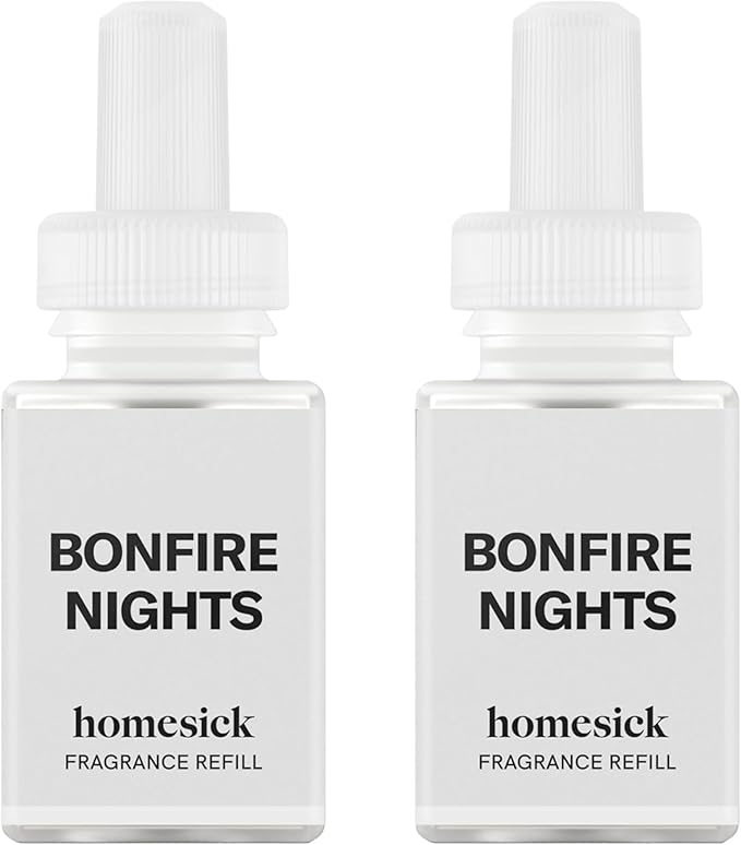 Pura & Homesick Home Scent Refill - Smart Home Air Diffuser - Up to 120-Hours of Luxury Fragrance per Refill - Home Essential - Clean & Safe Diffuser Fragrance - 2 Pack, Bonfire Nights