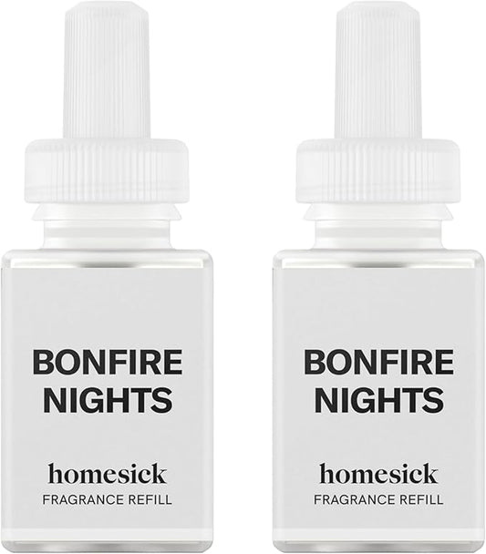 Pura & Homesick Home Scent Refill - Smart Home Air Diffuser - Up to 120-Hours of Luxury Fragrance per Refill - Home Essential - Clean & Safe Diffuser Fragrance - 2 Pack, Bonfire Nights