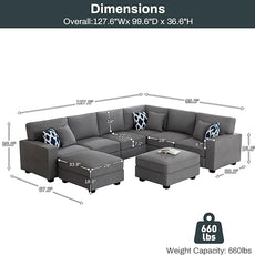 Legend Vansen Modular Sectional Sofa U Shaped Couch with Ottoman Modern Reversible Corner Sectional Couch for Living Room (Dark Grey, U Shaped Sofa-3)