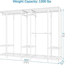 VIPEK V50 Extra Large Portable Closet Rack Bedroom Armoire Freestanding Wardrobe Closet, Heavy Duty Multi-Functional Metal Clothing Rack for Hanging Clothes, Max Load 1300lbs, White