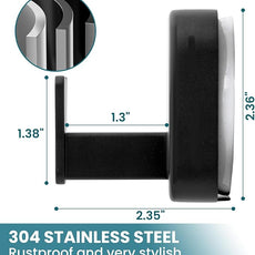 TAILI Thickened 304 Stainless Steel Bathroom Suction Hook for Towel, Loofah, Bathrobe, Patented Strong Suction Cup Holder, Damage-Free Hanging Glass Shower Wall Hook, Hold Up to 11 Lbs, 2 Pack, Black