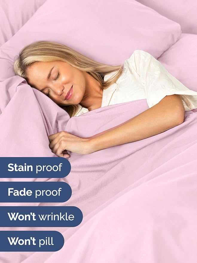 Extra Deep Pocket Queen Sheet Set - 4 Piece Breathable & Cooling Bed Sheets - Hotel Luxury Sheet Set - Soft, Wrinkle Free & Comfy - Easily Fits Extra Deep Mattresses - Deep Pocket Light Pink Sheets