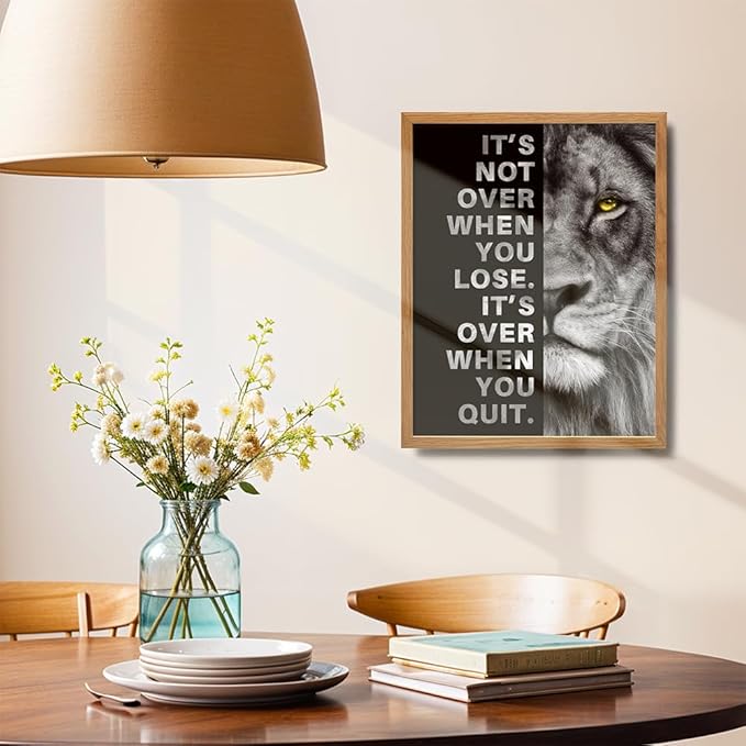 Office Wall Art For Men 11x14 FRAMED - Inspirational Wall Decor - Motivational quote - positive affirmation Wall Art - Gym Motivation Poster - Man cave Decorations - Lion Wall Decor - LARGE