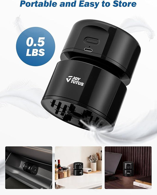 JOYTUTUS Mini Vacuum Cleaner Car Vacuum Portable Cordless 360º Rotatable Handheld Vacuum 2 Suction Modes USB for Car/Home/Pet Hair/Office/Desk/Keyboards Black