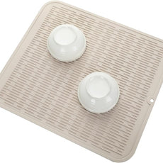 Silicone Dish Drying Mat for Multiple Usage,Easy clean,Eco-friendly,Heat-resistant Silicone Mat for Kitchen Counter or Sink,Refrigerator or Drawer Liner Tapioca 2XL 24 inches x 18 inches