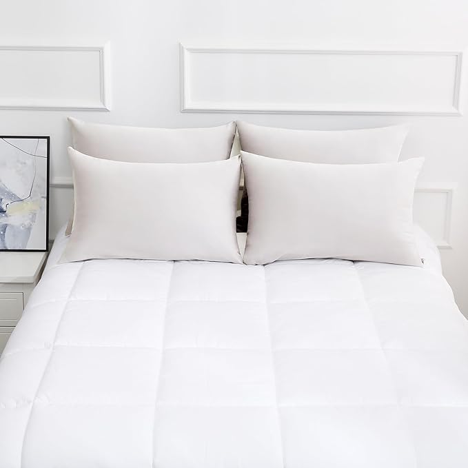 Cotton Pillow Protectors/Cases Standard Size with Zipper 2 Pack Light Grey Color,Cooling & Breathable Bed Pillow Protectors Set of 2 Pillow Cases Cover (Standard 20" x 26")