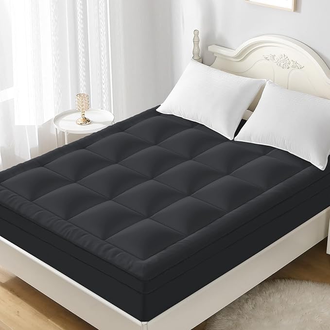 YUGYVOB California King Mattress Topper - 800GSM Extra Thick Cooling & Breathable Mattress Pad with Deep Pocket 8"-21" & Soft Down Alternative Filling, Grey