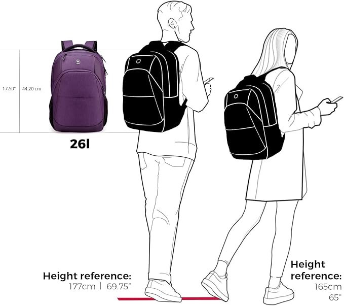 Swissdigital Design Business Laptop Backpack, College Laptops Backpack with USB Charging Port for Men and Women Fits 16 Inch Notebook, Purple | SD1670-51